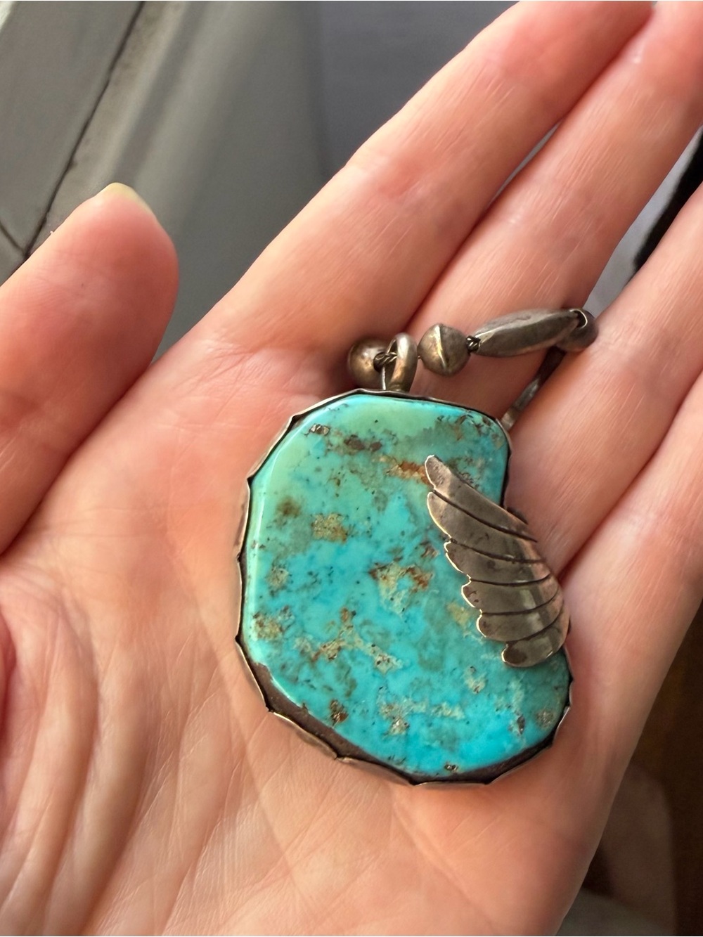 Gorgeous Vintage Navajo Diné Morenci Turquoise Silver Beaded Necklace 🔥🔥 - Picture 16 of 16